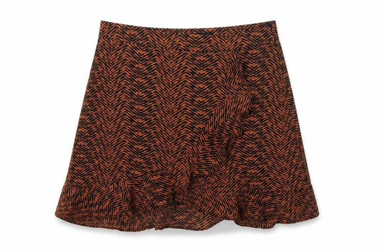 Missi London Womens Orange Animal Print Polyester Mini Skirt Size 12 Zip