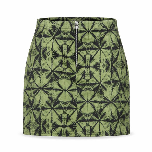 Urban Bliss Womens Green Geometric Polyester Mini Skirt Size L Zip