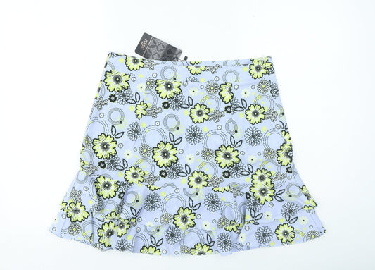 Missi London Womens Blue Floral Polyester Mini Skirt Size 12