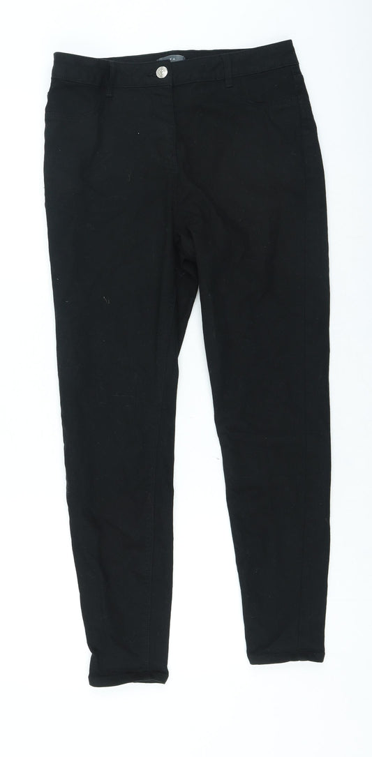 Papaya Womens Black Cotton Skinny Jeans Size 12 L26 in Regular Zip