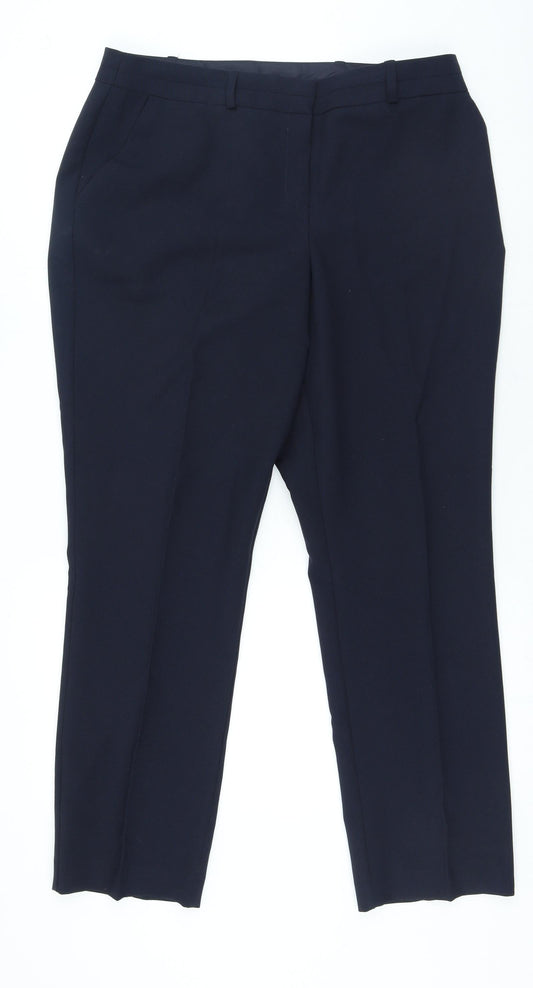 Dunnes Stores Womens Blue Polyester Trousers Size 14 L26 in Regular Zip