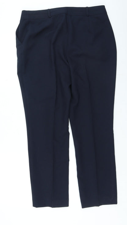 Dunnes Womens Blue Polyester Trousers Size 14 L26 in Regular Zip