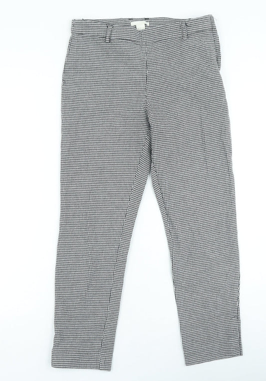 H&M Womens Black Geometric Cotton Jegging Jeans Size 8 L21 in Regular Zip - Houndstooth