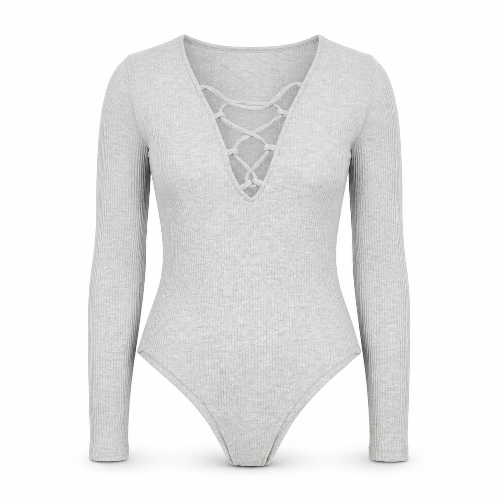 Dicloud Womens Grey Polyester Bodysuit One-Piece Size S Snap