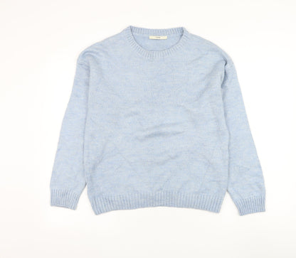George Womens Blue Round Neck Acrylic Pullover Jumper Size 8