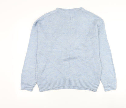 George Womens Blue Round Neck Acrylic Pullover Jumper Size 8