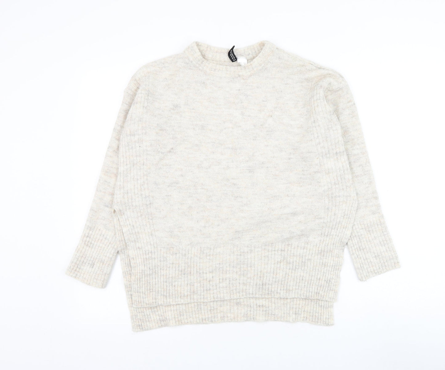 Divided by H&M Womens Ivory Round Neck Acrylic Pullover Jumper Size S