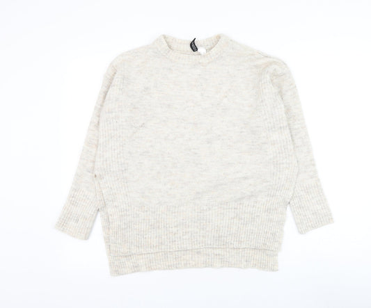 Divided by H&M Womens Ivory Round Neck Acrylic Pullover Jumper Size S