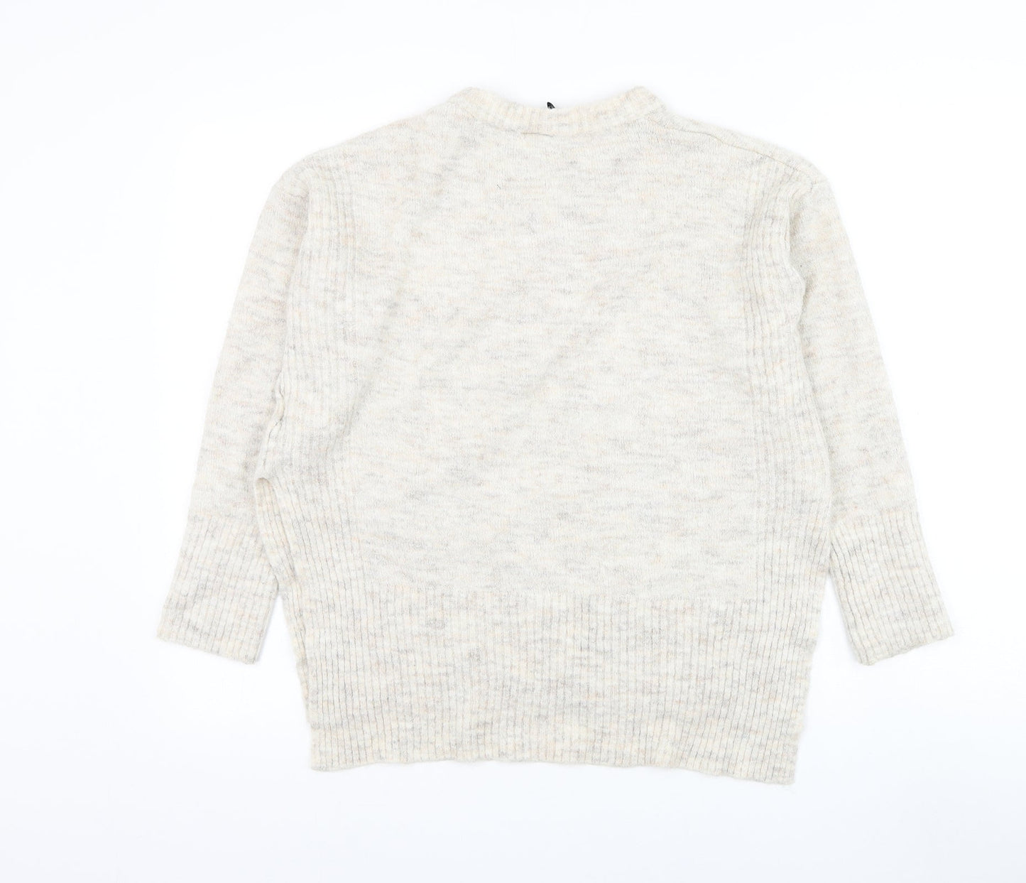 Divided by H&M Womens Ivory Round Neck Acrylic Pullover Jumper Size S