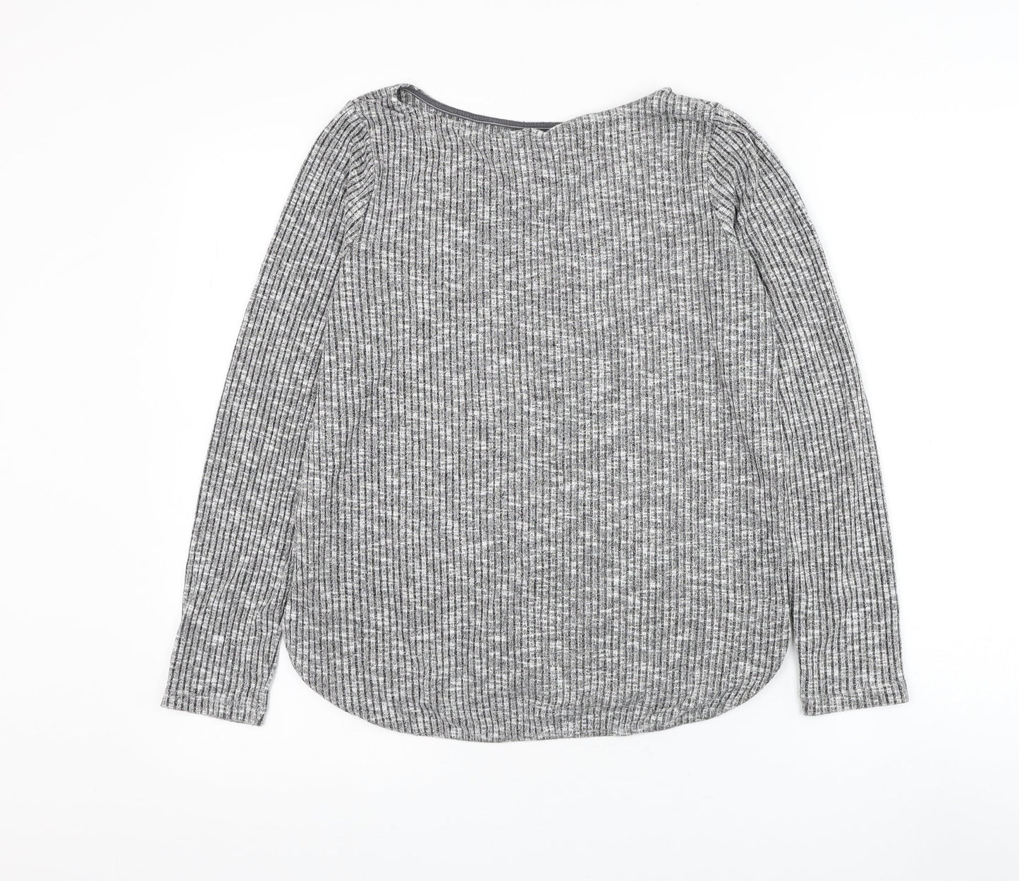 H&M Womens Grey Round Neck Viscose Pullover Jumper Size S - Ribbed