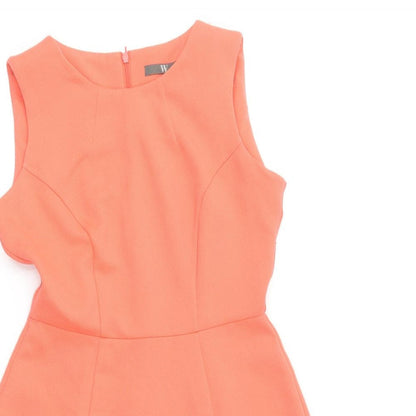 Preloved BHS Womens Orange Polyester Fit & Flare Size 10 Round Neck Zip - - Detail