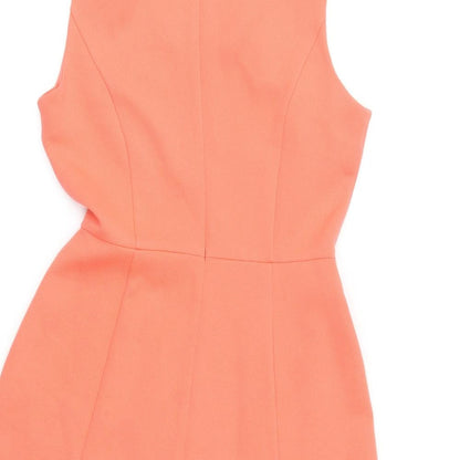 Preloved BHS Womens Orange Polyester Fit & Flare Size 10 Round Neck Zip - - Label
