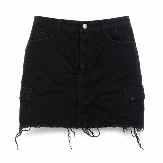 Denim & Co. Womens Black Polyester Mini Skirt Size 10 Button