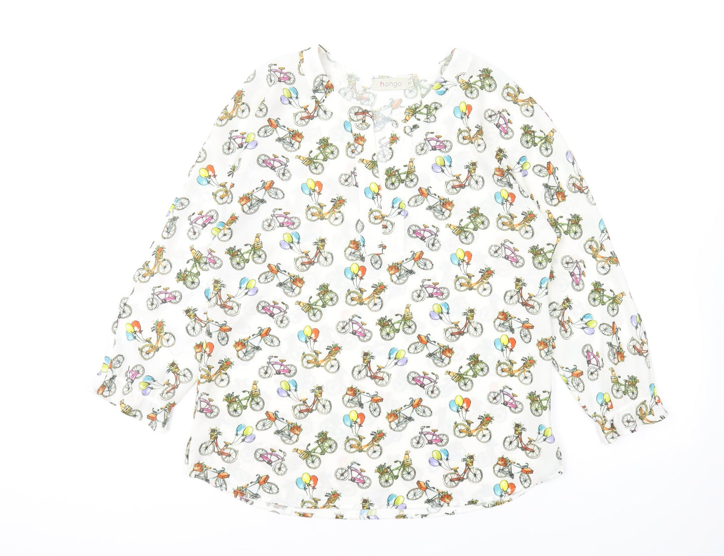 Hongo Womens Multicoloured Geometric Polyester Basic Blouse Size 12 V-Neck - Bikes