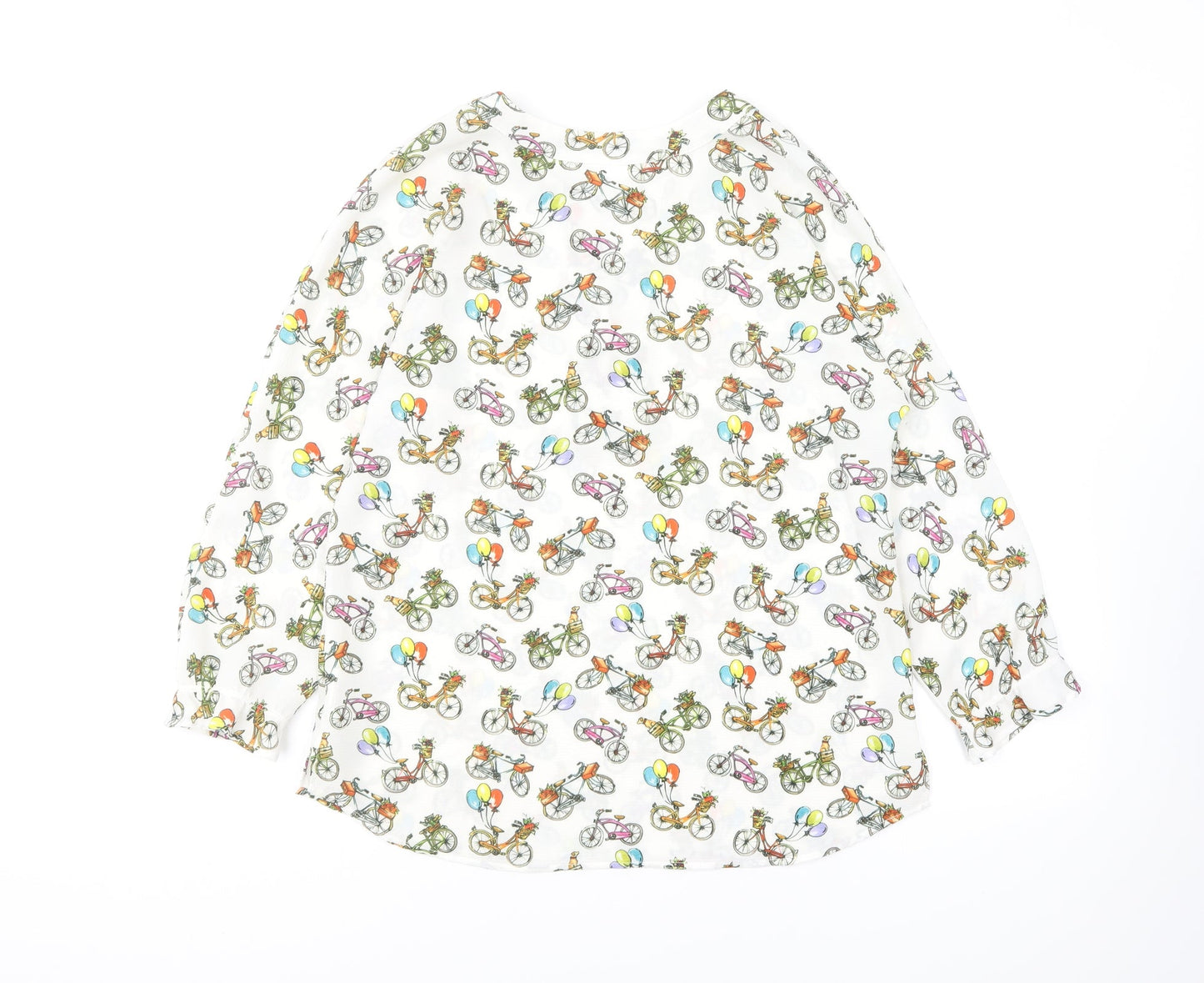 Hongo Womens Multicoloured Geometric Polyester Basic Blouse Size 12 V-Neck - Bikes