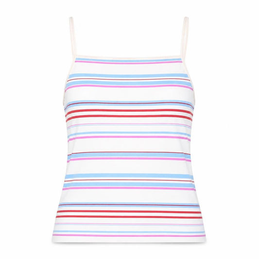 United Colors of Benetton Womens Multicoloured Striped Polyamide Camisole T-Shirt Size M Square Neck