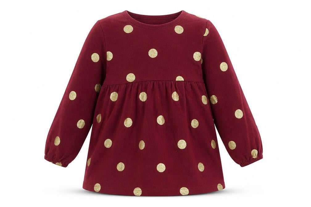 H&M Girls Purple Polka Dot Cotton A-Line Size 2 Years Crew Neck Pullover