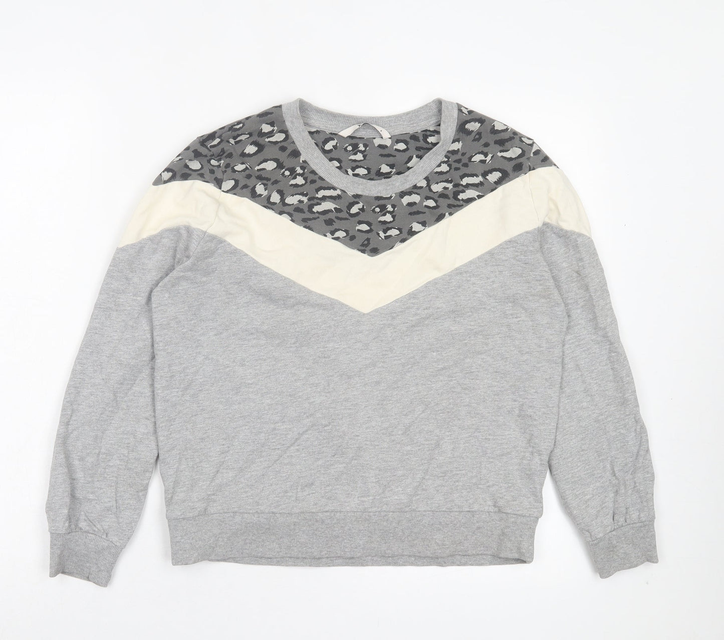 TU Womens Grey Animal Print Cotton Pullover Sweatshirt Size 8 Pullover