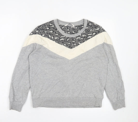 TU Womens Grey Animal Print Cotton Pullover Sweatshirt Size 8 Pullover