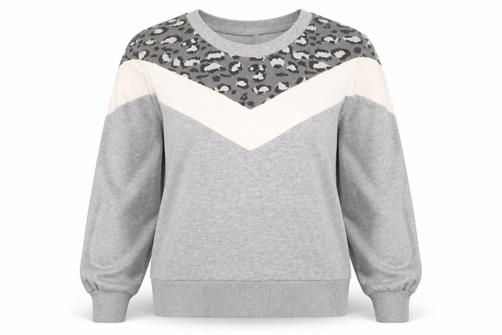 TU Womens Grey Animal Print Cotton Pullover Sweatshirt Size 8 Pullover