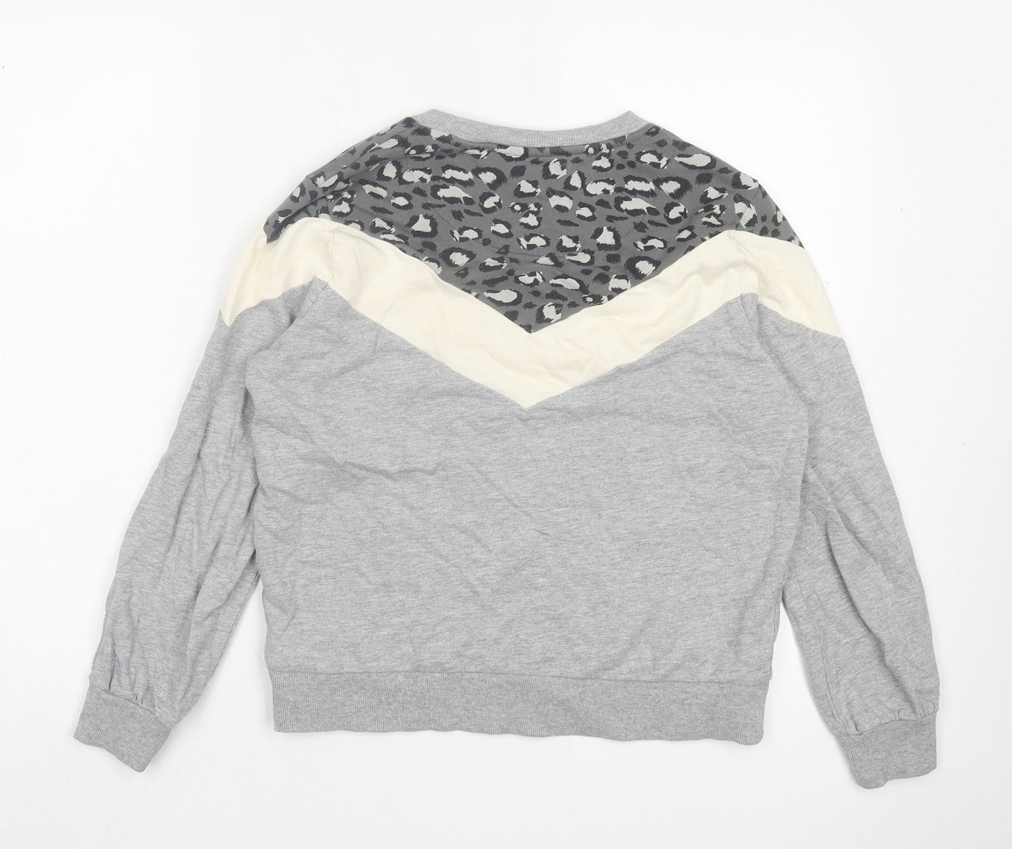 TU Womens Grey Animal Print Cotton Pullover Sweatshirt Size 8 Pullover