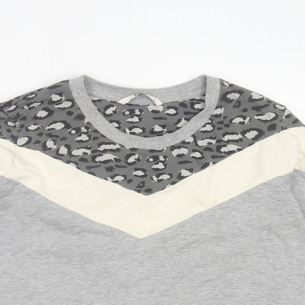 TU Womens Grey Animal Print Cotton Pullover Sweatshirt Size 8 Pullover