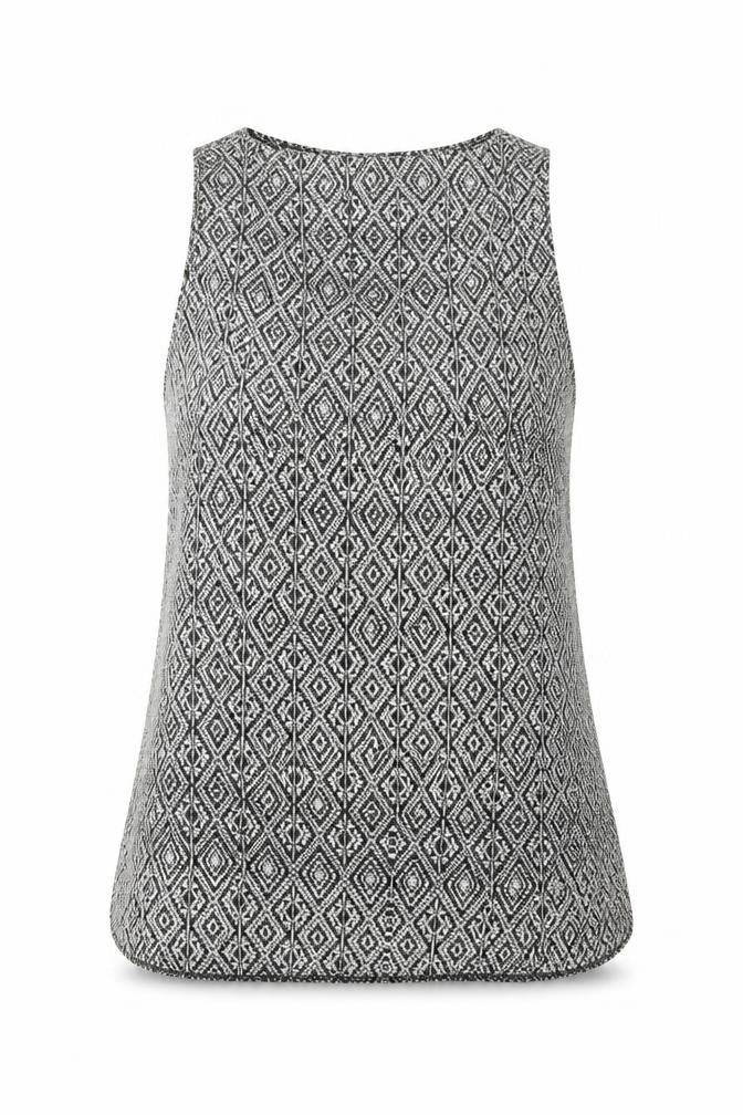 Primark Womens Black Argyle/Diamond Polyester Basic Tank Size 8 Crew Neck