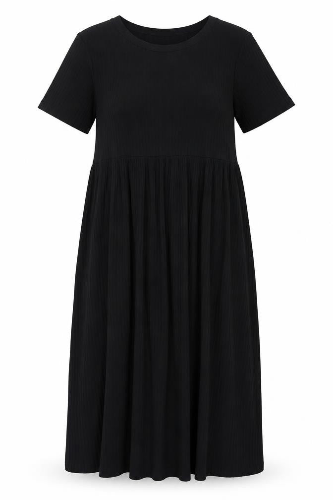 New Look Womens Black Polyester A-Line Size 8 Crew Neck Pullover - Ribbed Fabric