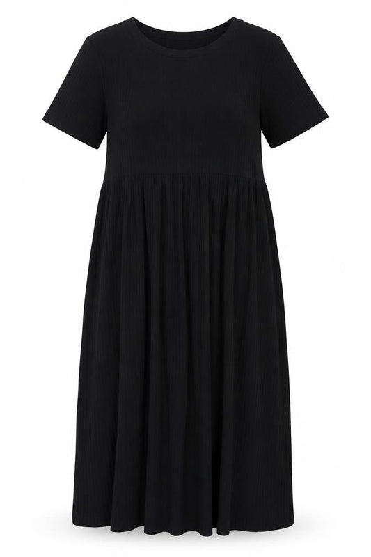 New Look Womens Black Polyester A-Line Size 8 Crew Neck Pullover - Ribbed Fabric