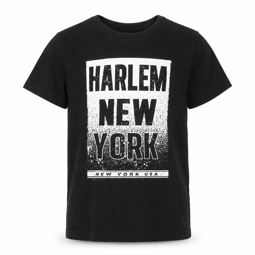 Primark Boys Black Cotton Pullover T-Shirt Size 7-8 Years Crew Neck Pullover - Harlem New York
