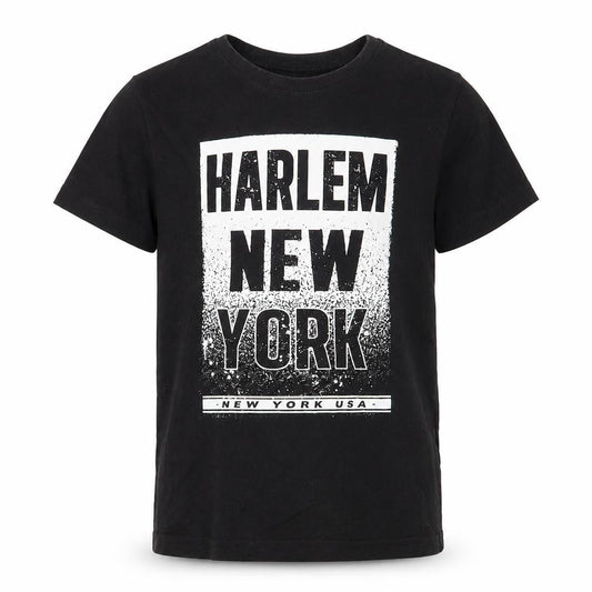 Primark Boys Black Cotton Pullover T-Shirt Size 7-8 Years Crew Neck Pullover - Harlem New York