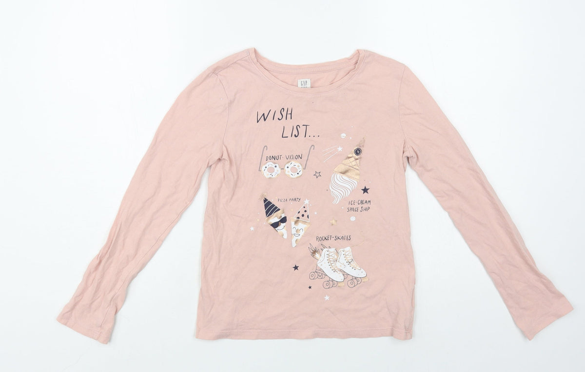 Gap Girls Pink Cotton Pullover T-Shirt Size 10-11 Years Crew Neck Pullover - Wish List