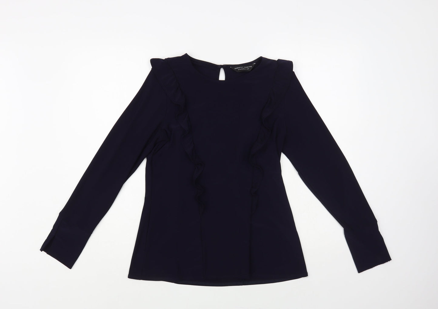 Dorothy Perkins Womens Blue Polyester Basic Blouse Size 14 Round Neck