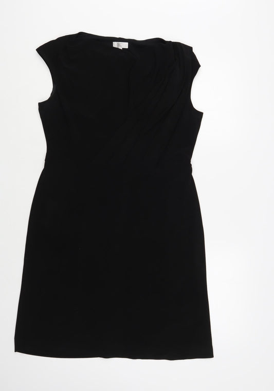 CC Womens Black Polyester A-Line Size M V-Neck Pullover