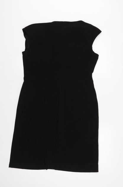 Country Casuals Womens Black Polyester A-Line Size M V-Neck Pullover