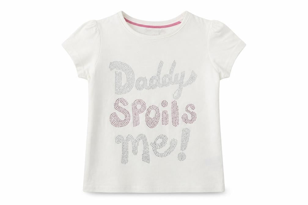 Marks & Spencer Girls White Cotton Pullover T-Shirt Size 2-3 Years Crew Neck Snap - Daddy Spoils Me