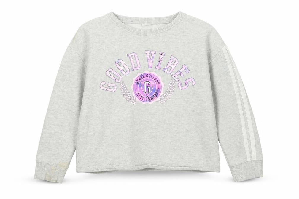 NEXT Girls Grey Cotton Pullover Sweatshirt Size 11 Years Pullover - Good Vibes