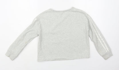 Next Girls Grey Cotton Pullover Sweatshirt Size 11 Years Pullover - Good Vibes