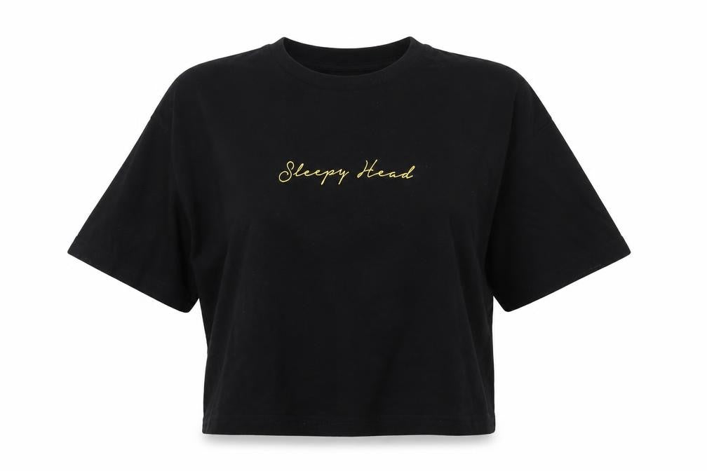 Topshop Womens Black Cotton Basic T-Shirt Size M Crew Neck - Sleepy Head