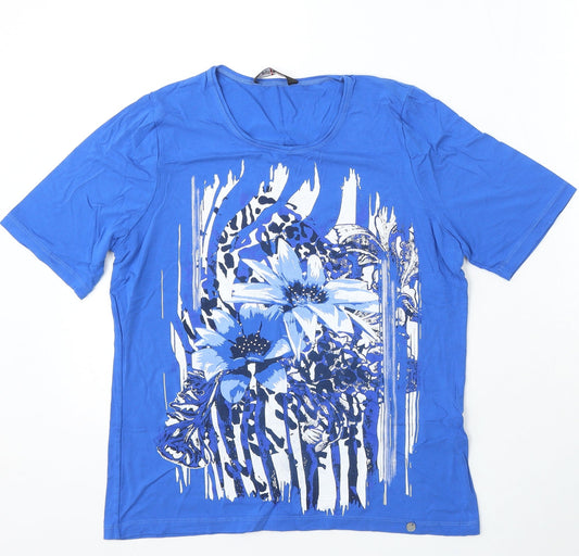 GolleHaug Womens Blue Viscose Basic T-Shirt Size 10 Round Neck