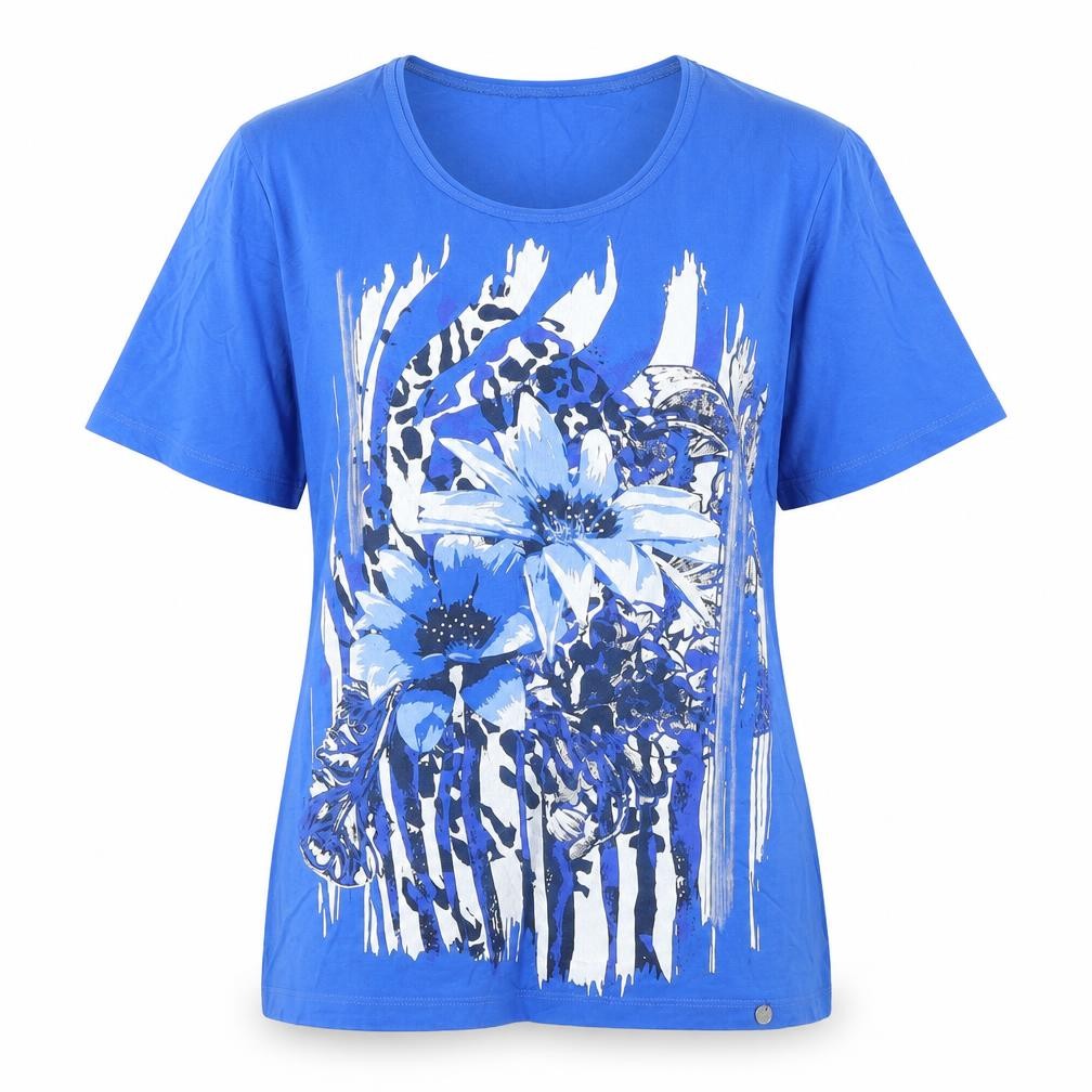 GolleHaug Womens Blue Viscose Basic T-Shirt Size 10 Round Neck