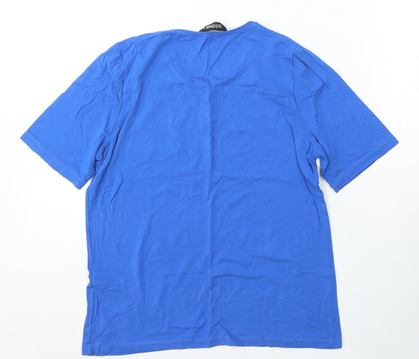 GolleHaug Womens Blue Viscose Basic T-Shirt Size 10 Round Neck