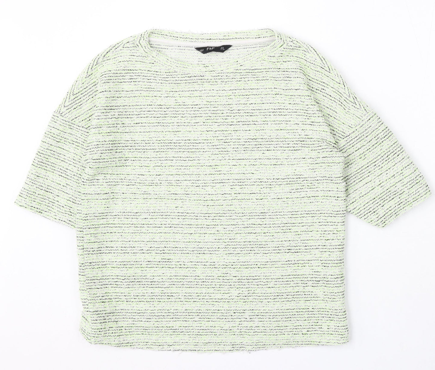 F&F Womens Green Round Neck Polyester Pullover Jumper Size 8