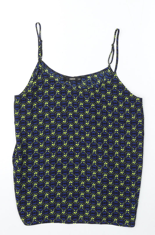 Oasis Womens Blue Polyester Basic Blouse Size 10 Round Neck