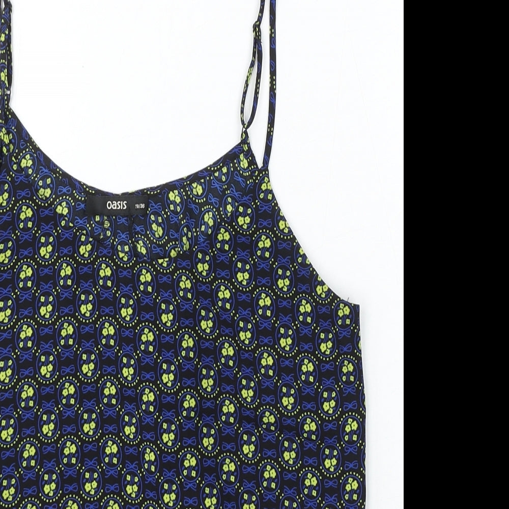 Oasis Womens Blue Polyester Basic Blouse Size 10 Round Neck