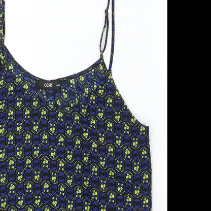 Oasis Womens Blue Polyester Basic Blouse Size 10 Round Neck