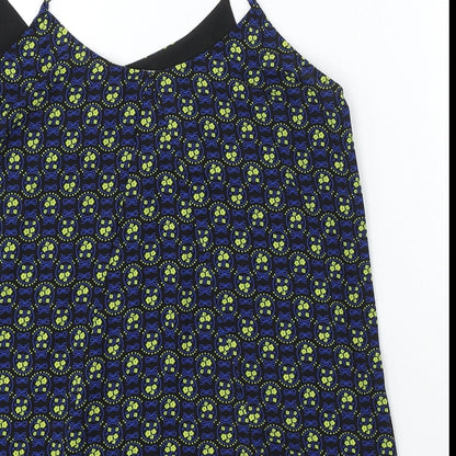 Oasis Womens Blue Polyester Basic Blouse Size 10 Round Neck