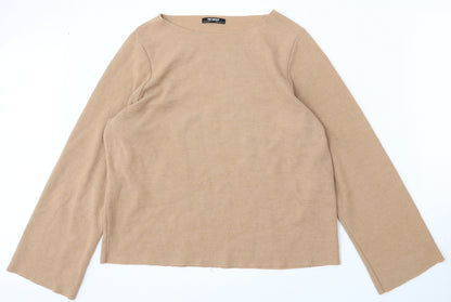 Zara Womens Brown Round Neck Cotton Pullover Jumper Size S