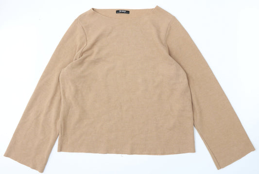Zara Womens Brown Round Neck Cotton Pullover Jumper Size S