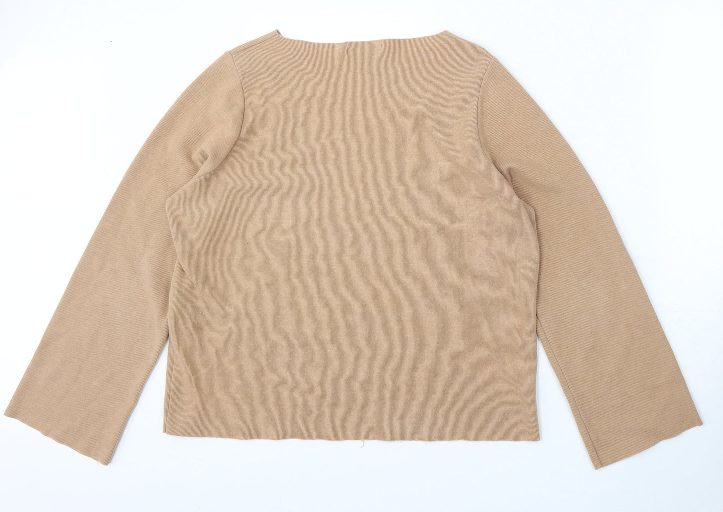 Zara Womens Brown Round Neck Cotton Pullover Jumper Size S